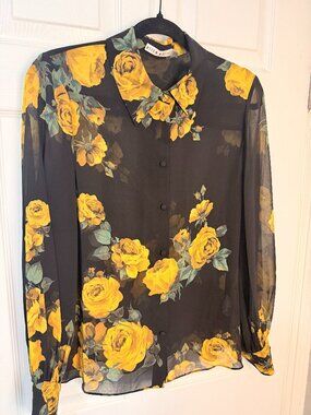 Alice & Olivia "Candace" Semi-Sheer Georgette Blouse NWOT